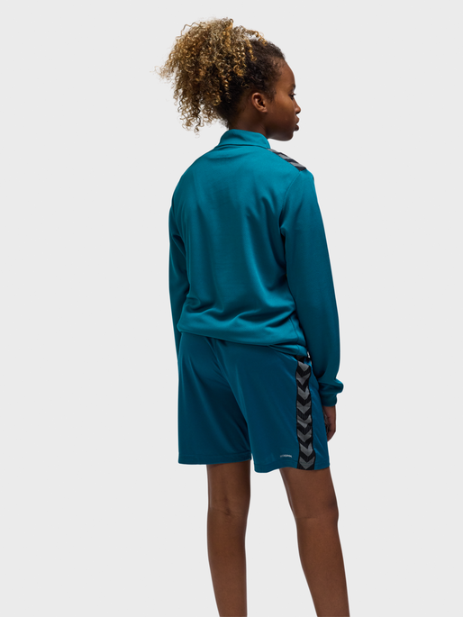 hmlAUTHENTIC HALF ZIP SWEAT KIDS, BLUE CORAL/SULPHUR SPRING, model