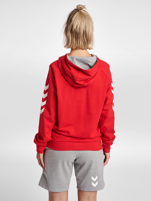 HUMMEL GO COTTON ZIP HOODIE WOMAN, TRUE RED, model