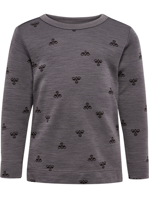 hmlMINI WOOL T-SHIRT L/S, CHARCOAL GRAY, packshot