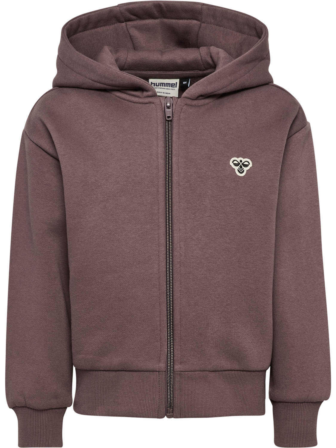 hmlJR LOOSE ZIP HOODIE BEE, PEPPERCORN, packshot