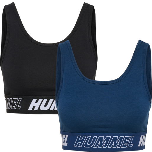 hmlTE MAJA 2-PACK COTTON SPORTS TOP, BLACK/INSIGINA BLUE, packshot