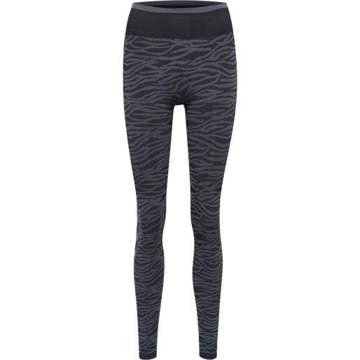 hmlMT SAGA SEAMLESS MW TIGHTS, BLACK/ASPHALT MELANGE, packshot