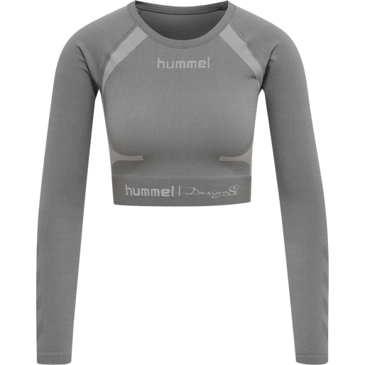 hmlSI SEAMLESS CROPTOP L/S, FROST GRAY, packshot
