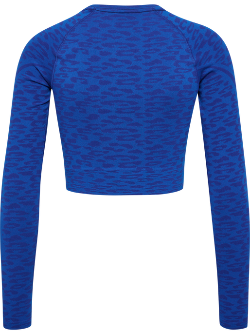 hmlMT LEO SEAMLESS CROP T-SHIRT L/S, OLYMPIAN BLUE/SODALITE BLUE ME, packshot