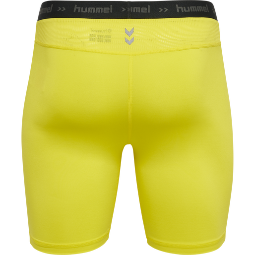 HUMMEL FIRST PERFORMANCE TIGHT SHORTS, BLAZING YELLOW, packshot