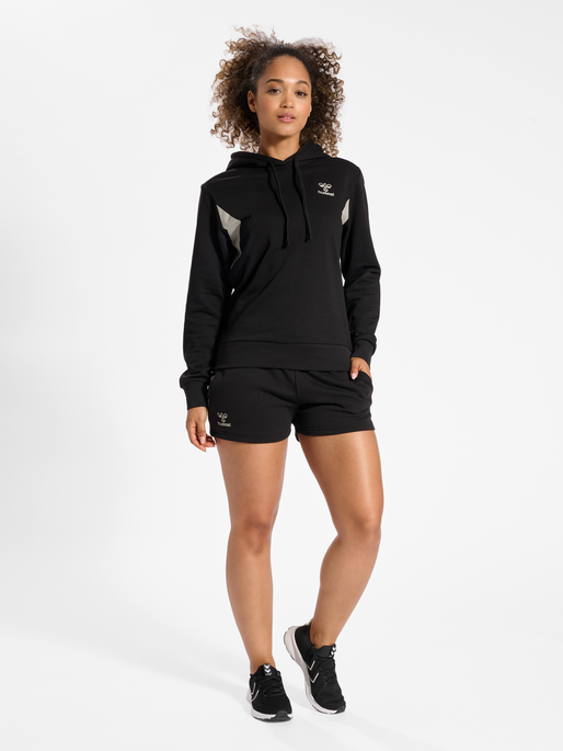 hmlSTALTIC COTTON HOODIE WOMAN, BLACK, model