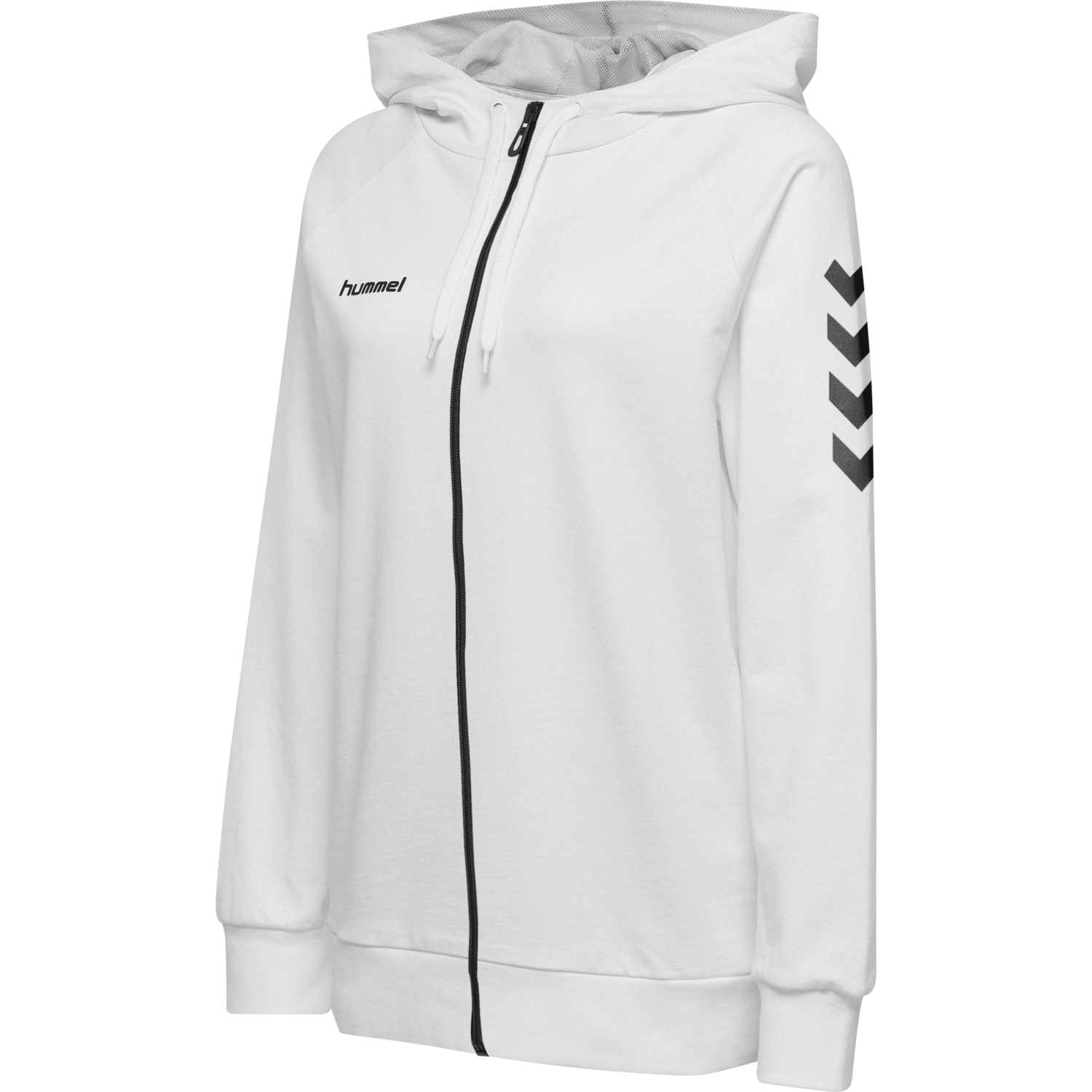 HUMMEL GO COTTON ZIP HOODIE WOMAN, WHITE, packshot