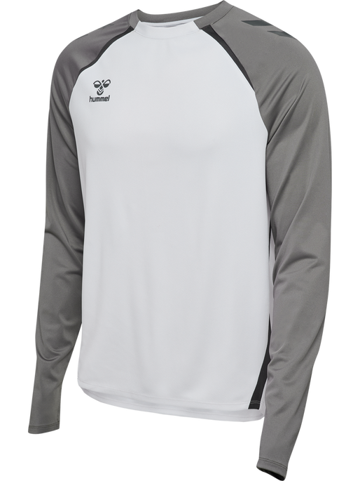 hmlLEAD 2.0 CREW SWEAT, WHITE/STEEL GRAY, packshot
