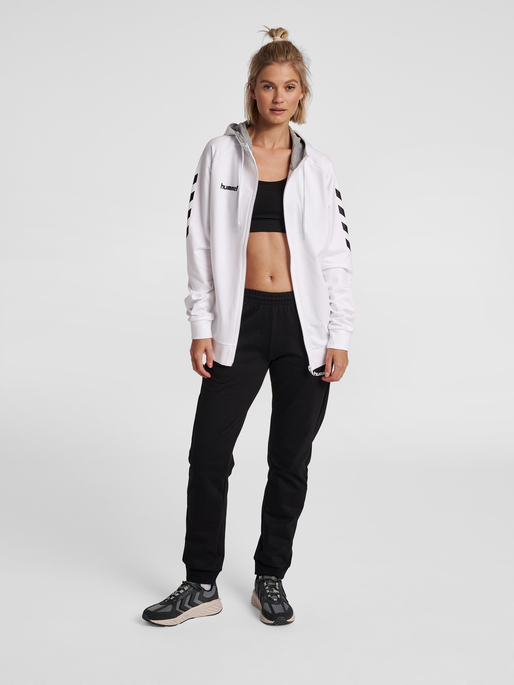 HUMMEL GO COTTON ZIP HOODIE WOMAN, WHITE, model