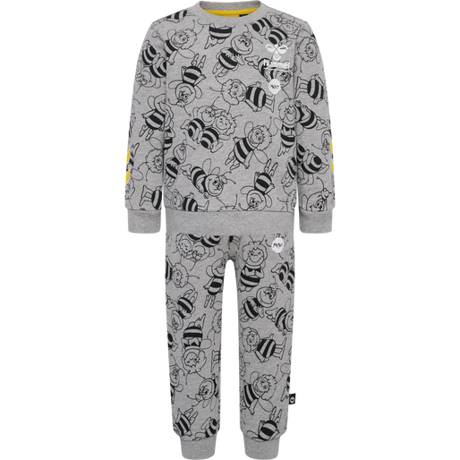 hmlMAYA AOP CREWSUIT, GREY MELANGE, packshot