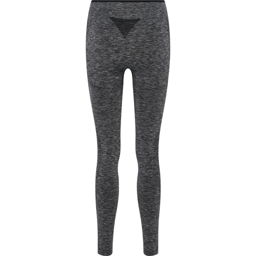 hmlMT UNA SEAMLESS MID WAIST TIGHTS, BLACK MELANGE, packshot