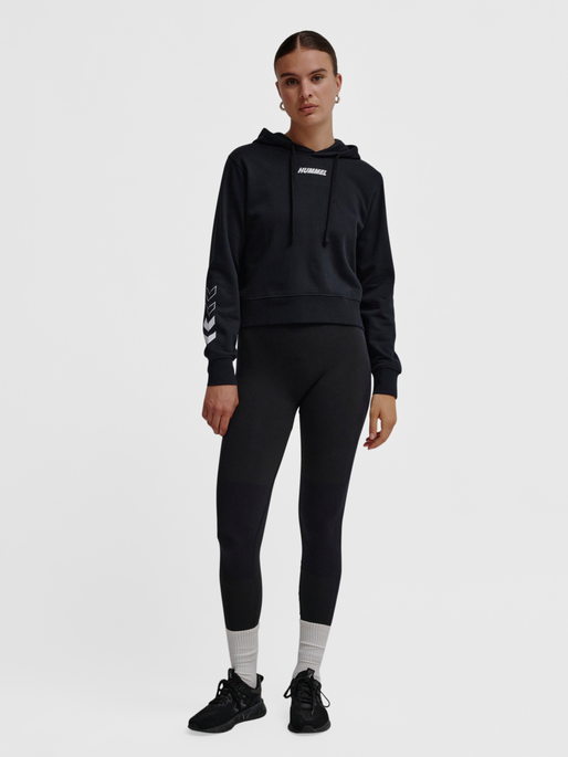 hmlELEMENTAL SHORT HOODIE WOMAN, BLACK, model
