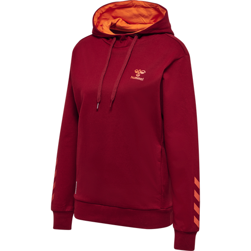 hmlOFFGRID COTTON HOODIE WO, RHUBARB/NASTURTIUM, packshot