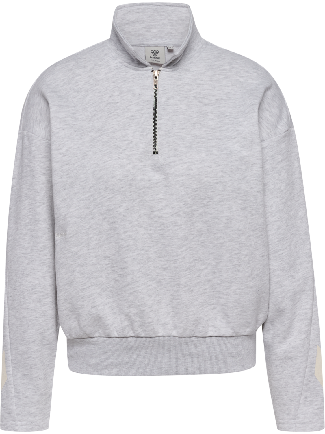 hmlI-D ZIP POLO SWEATSHIRT, LIGHT GREY MELANGE, packshot