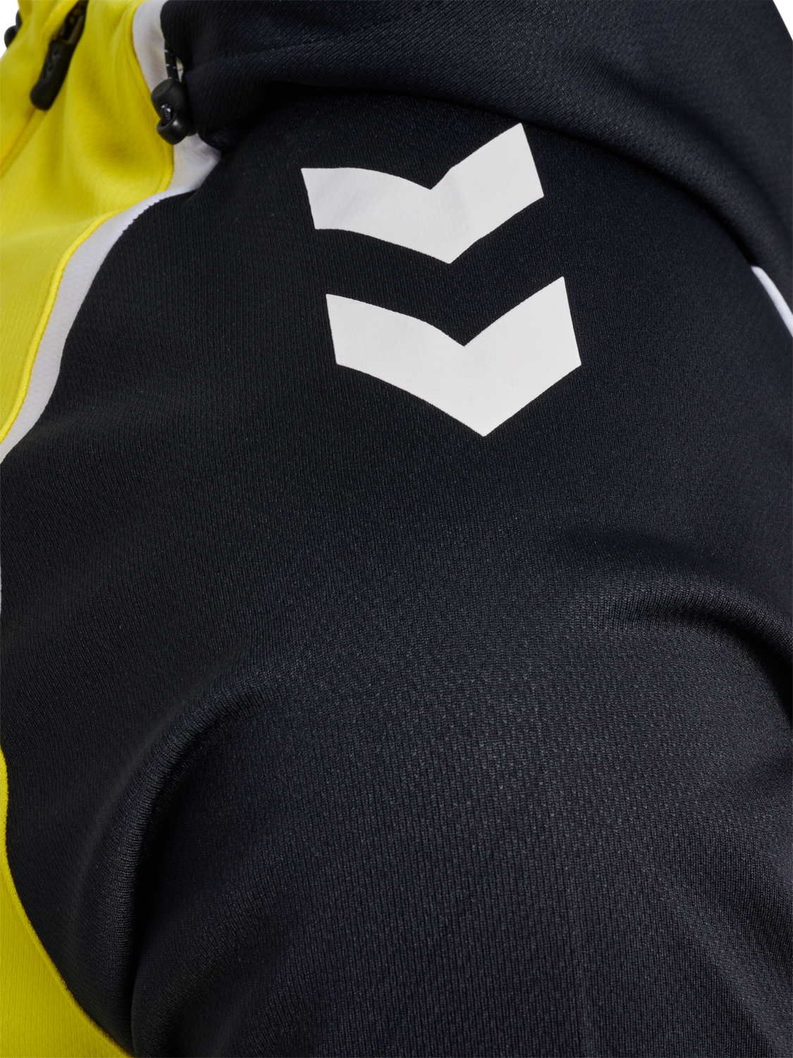 hmlLEAD 2.0 ZIP HOODIE, BLAZING YELLOW/BLACK, packshot