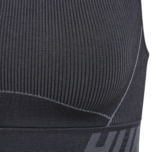 hmlTE CHRISTEL SEAMLESS SPORTS TOP, BLACK/ASPHALT MELANGE, packshot