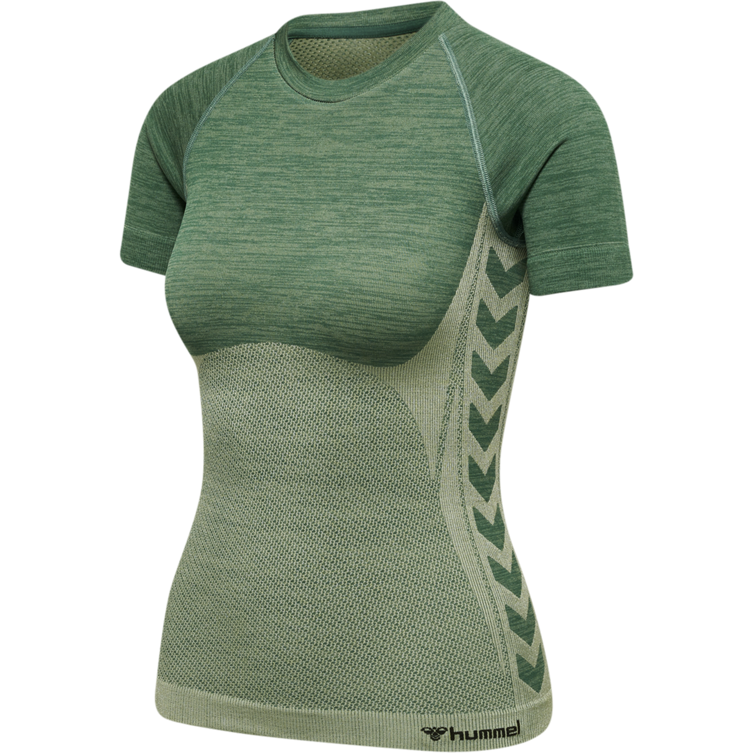 hmlCLEA SEAMLESS TIGHT T-SHIRT, LAUREL WREATH/LILY PAD MELANGE, packshot