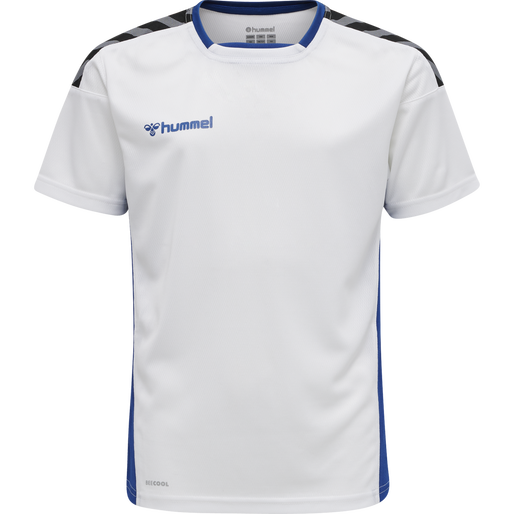 hmlAUTHENTIC KIDS POLY JERSEY S/S, WHITE/TRUE BLUE, packshot