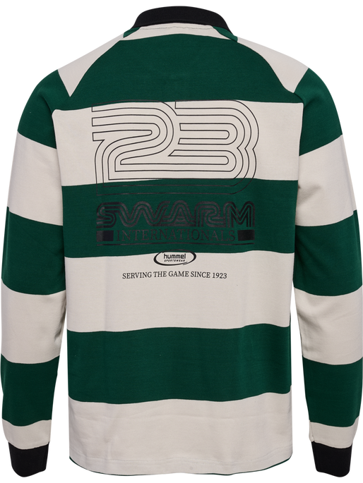 hmlLOOSE STRIPED POLO L/S, DARK GREEN hmlLOOSE STRIPED POLO L/S, DARK GREEN, packshot