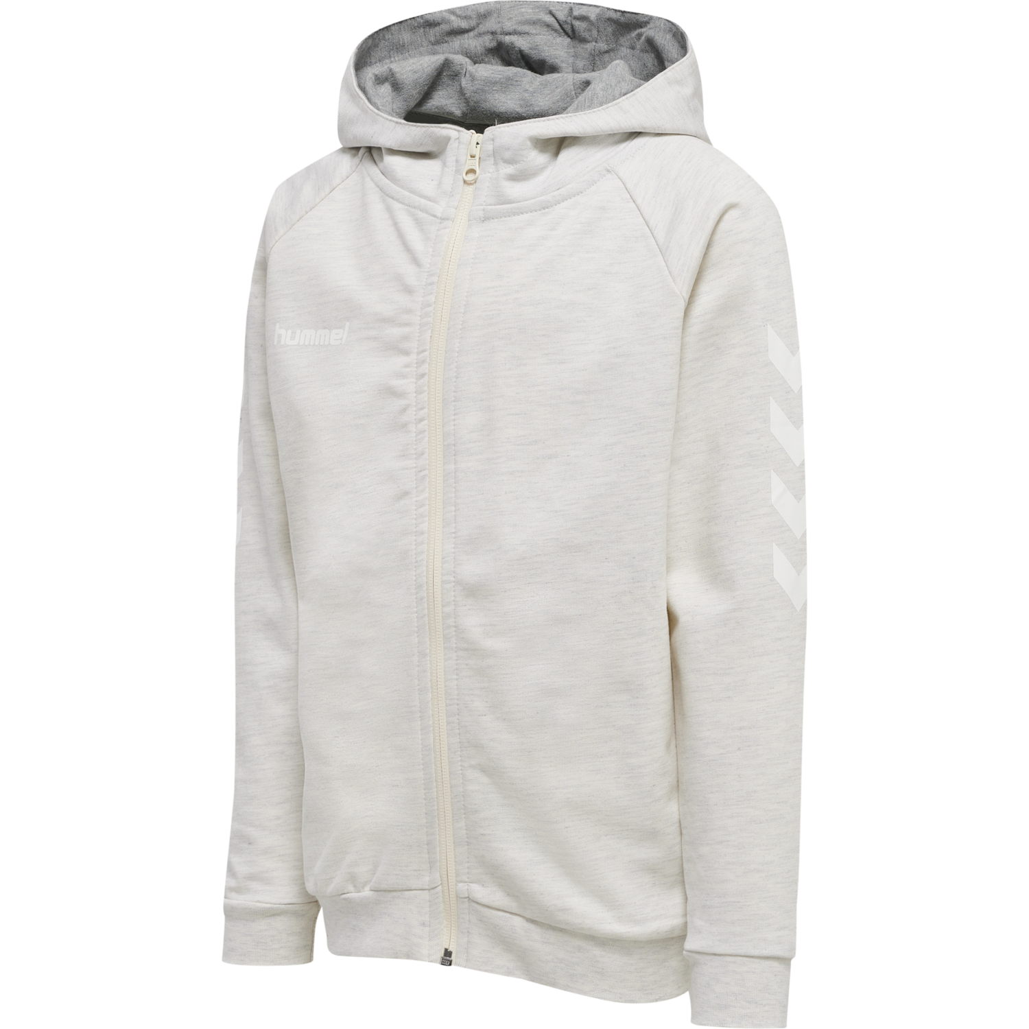 HUMMEL GO COTTON ZIP HOODIE WOMAN, EGRET MELANGE, packshot