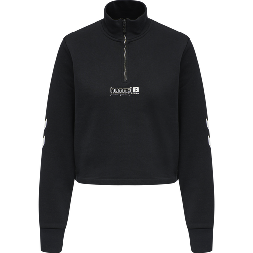 hmlLGC NIKKA CROPPED HALFZIP, BLACK, packshot