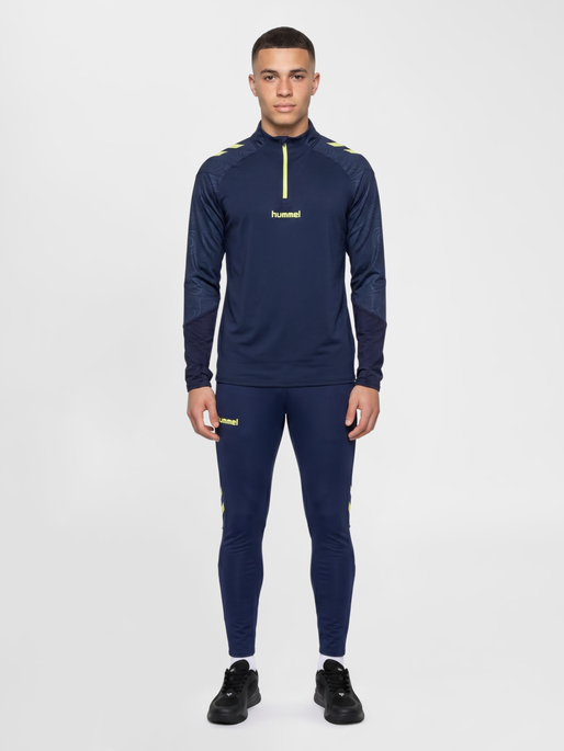 hmlBLAZE 2.0 TRAINING HALF ZIP, MARINE/SHADOW LIME, model