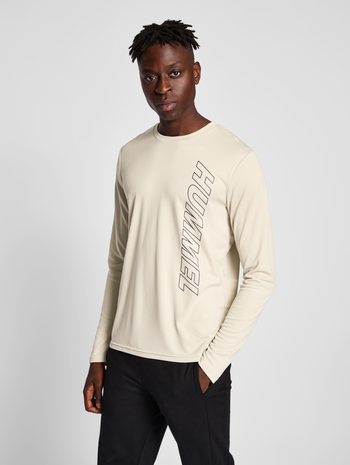 hmlTE TOPAZ T-SHIRT L/S, CHATEAU GRAY, model