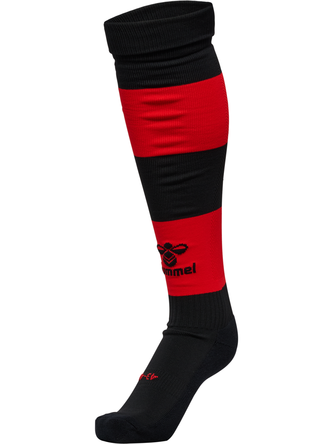 hmlESSENTIAL STRIPE FOOTBALL SOCKS, BLACK/TRUE RED, packshot