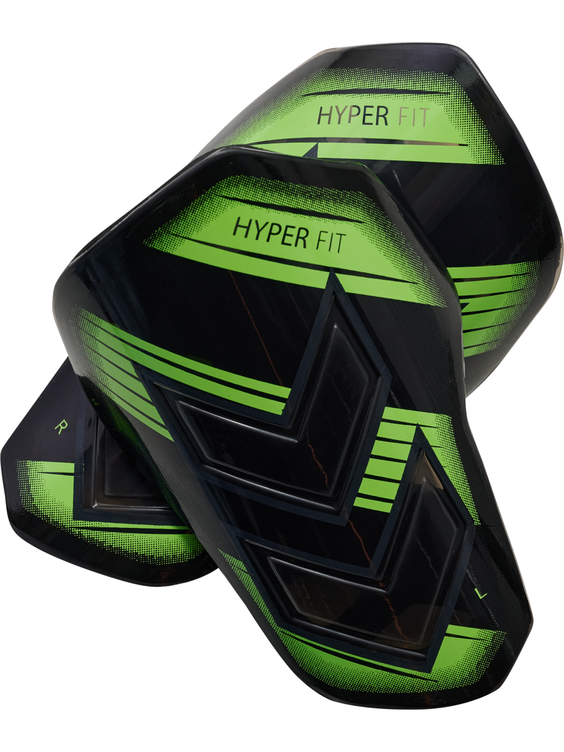 hmlSHIN GUARDS HYPER FIT, TRANSPARENT/GREEN GECKO, packshot