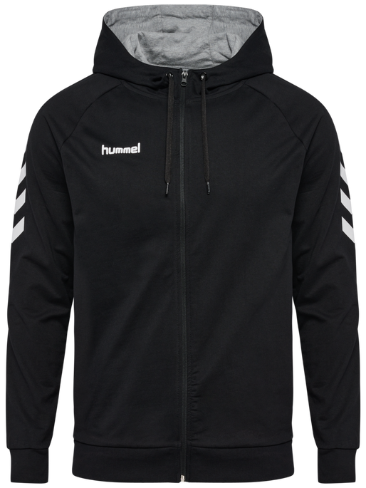 HMLGO COTTON ZIP HOODIE, BLACK, packshot