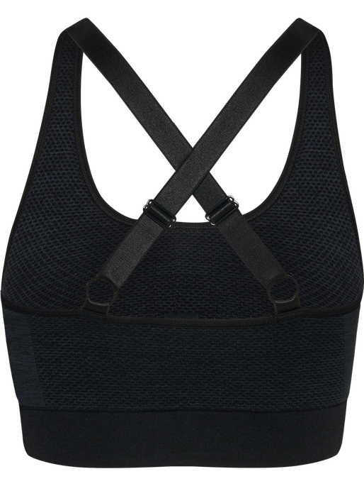 hmlMT SHINE SEAMLESS SPORTS BRA, BLACK MELANGE, packshot