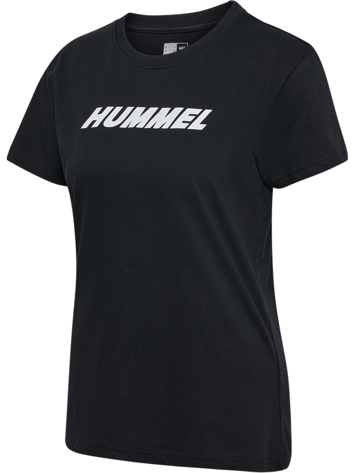 hmlELEMENTAL LOGO COTTON TEE WOMAN, BLACK, packshot