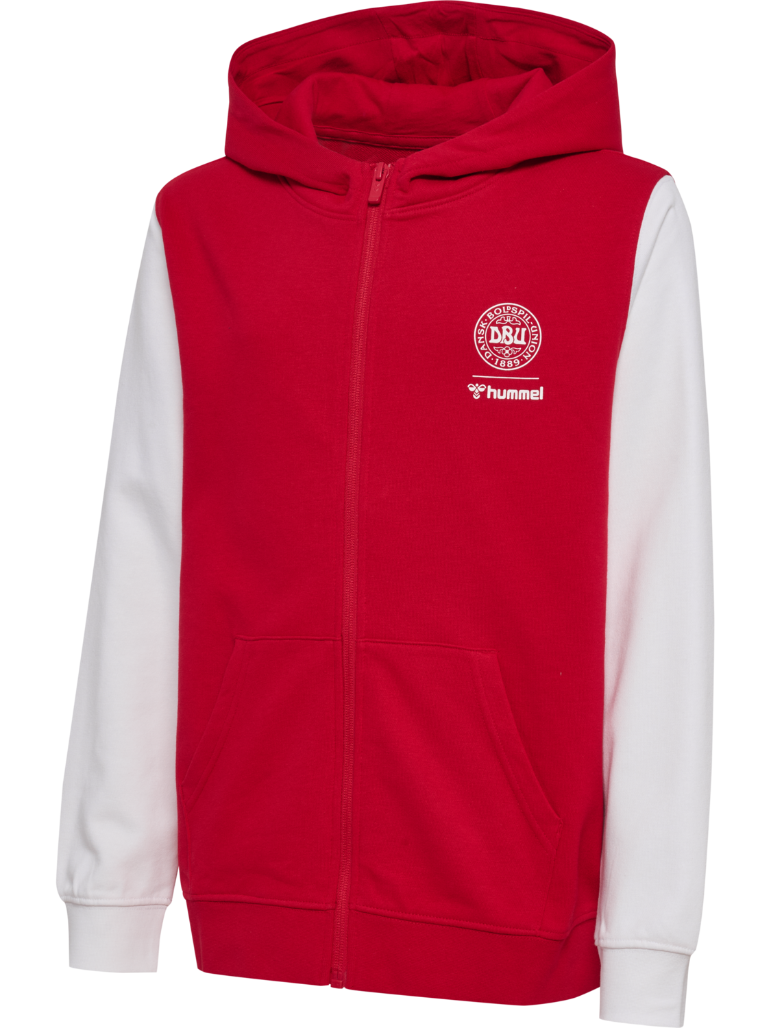 DBU 26 FAN RED-WHITE ZIP HOOD KIDS, TANGO RED/WHITE, packshot