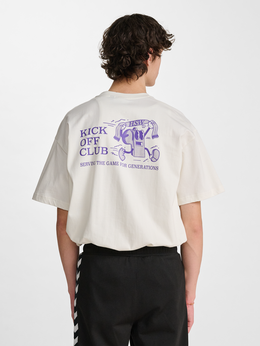 hmlLOOSE T-SHIRT S/S WHISTLE, BLANC DE BLANC/ROYAL PURPLE, model