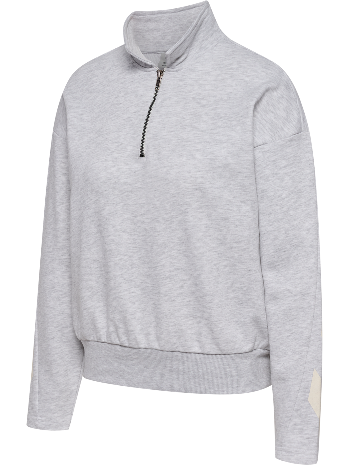 hmlI-D ZIP POLO SWEATSHIRT, LIGHT GREY MELANGE, packshot