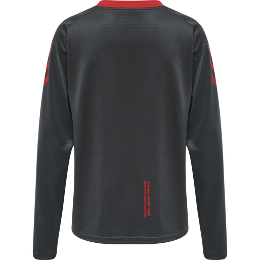 hmlACTION POLY HALF ZIP SWEAT WOMAN, EBONY/FLAME SCARLET, packshot
