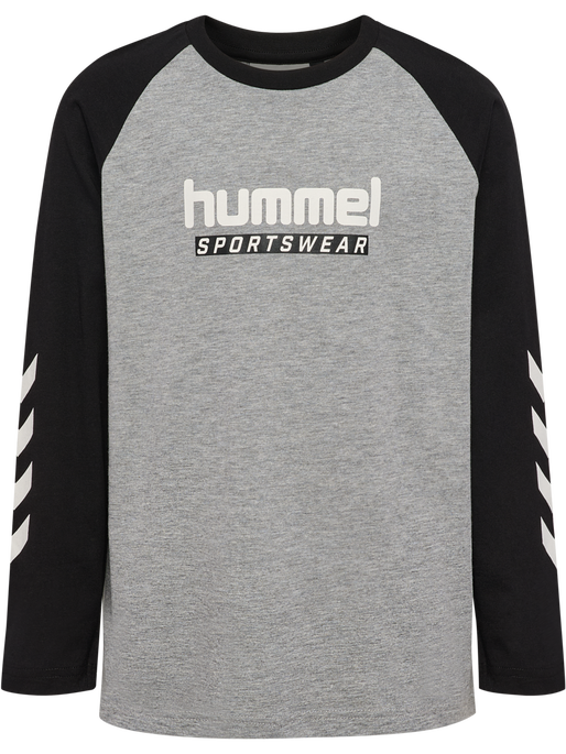 hmlJR LOGO T-SHIRT L/S, GREY MELANGE hmlJR LOGO T-SHIRT L/S, GREY MELANGE, packshot