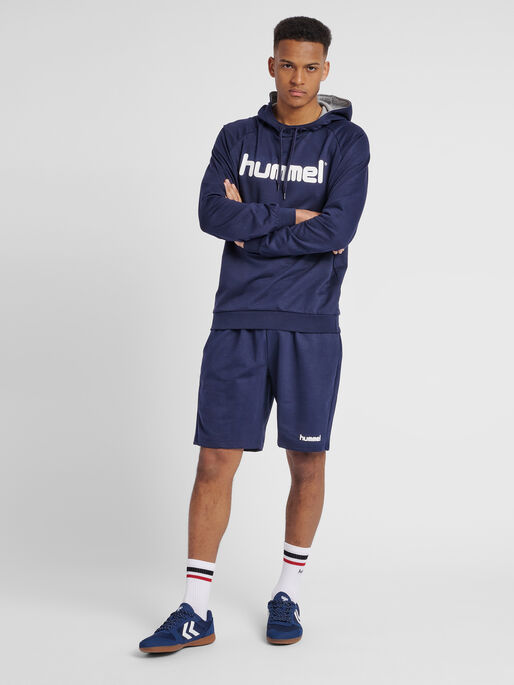 HMLGO COTTON LOGO HOODIE, MARINE, model