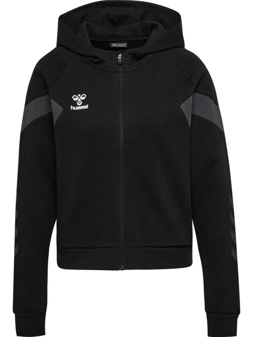 hmlTRAVEL ZIP HOODIE WOMAN, BLACK, packshot