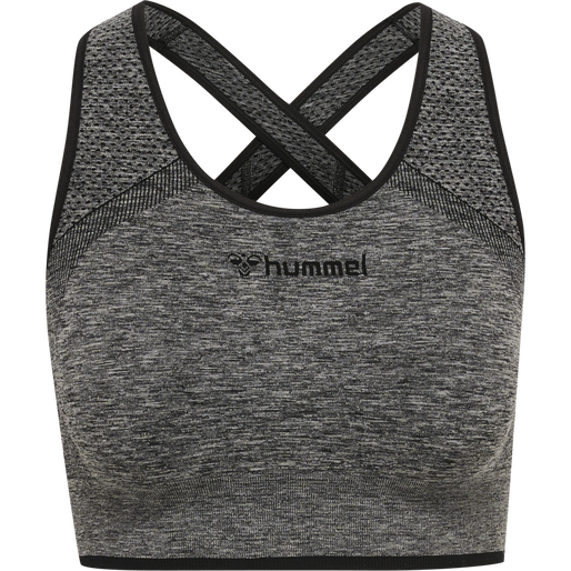 hmlMT UNA SEAMLESS SPORTS TOP, BLACK MELANGE, packshot