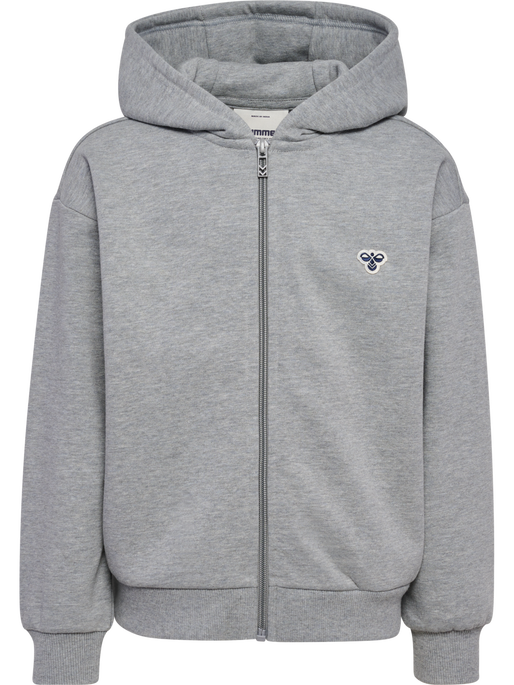 hmlJR LOOSE ZIP HOODIE BEE, GREY MELANGE hmlJR LOOSE ZIP HOODIE BEE, GREY MELANGE, packshot