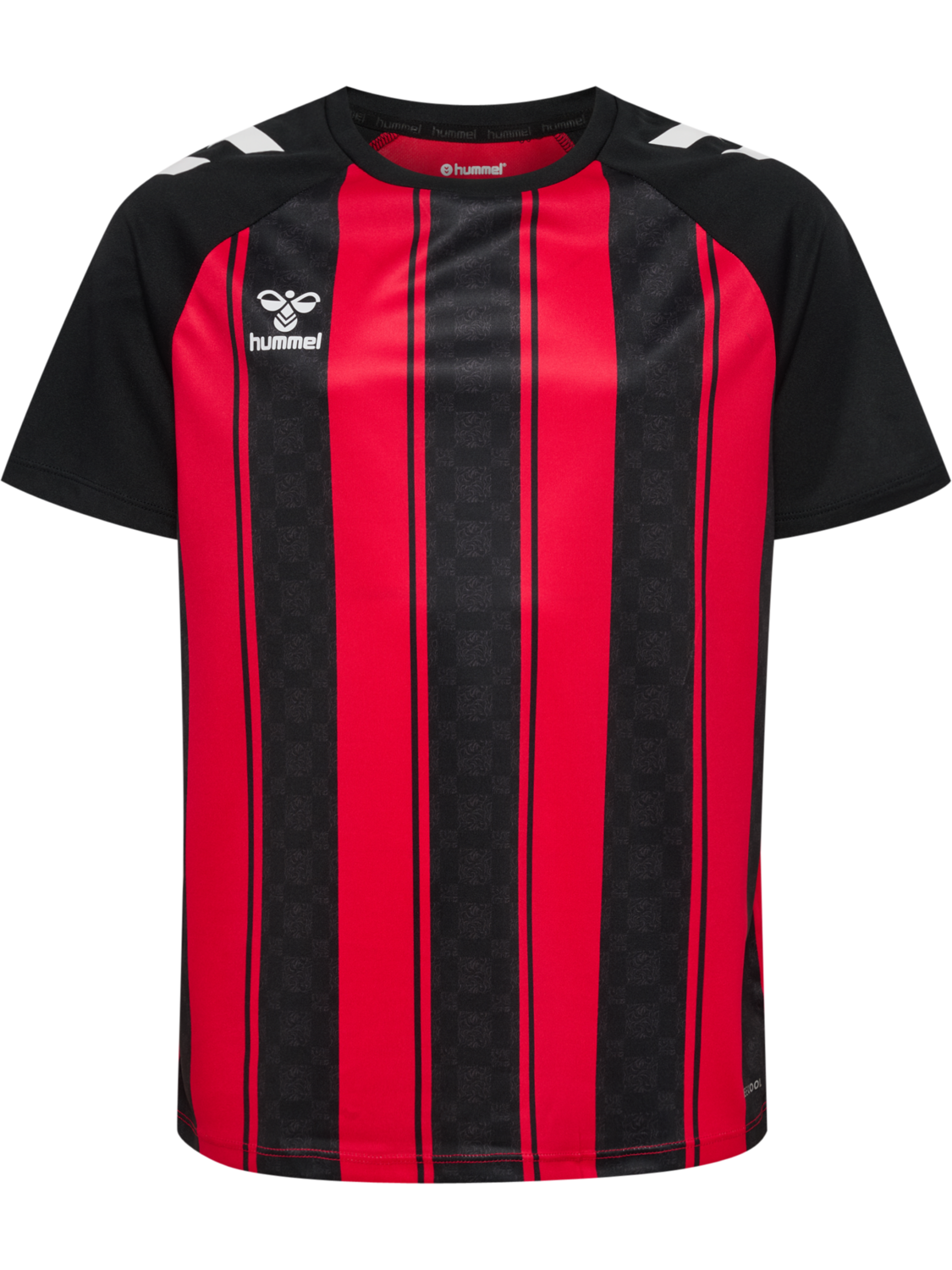 hmlMATCH STRIPED JERSEY S/S KIDS, TRUE RED/BLACK, packshot