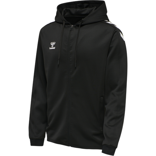 hmlCORE XK POLY ZIP HOOD SWEAT, BLACK, packshot