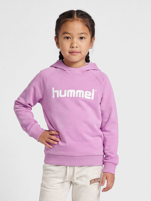 HUMMEL GO KIDS COTTON LOGO HOODIE, ORCHID, model