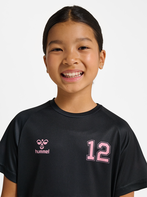 hmlSHIMMER T-SHIRT S/S, BLACK/BRIDAL ROSE, model