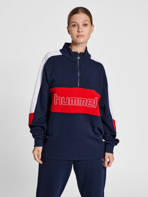 hmlIC CLAUDE HALF ZIP SWEATSHIRT, 7666, model