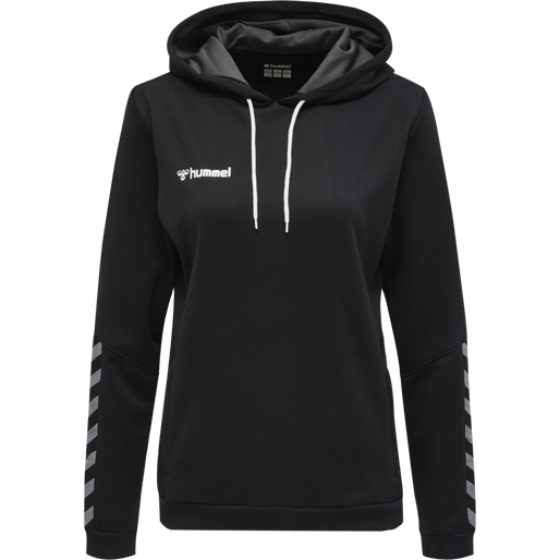 hmlAUTHENTIC POLY HOODIE WOMAN, BLACK/WHITE, packshot