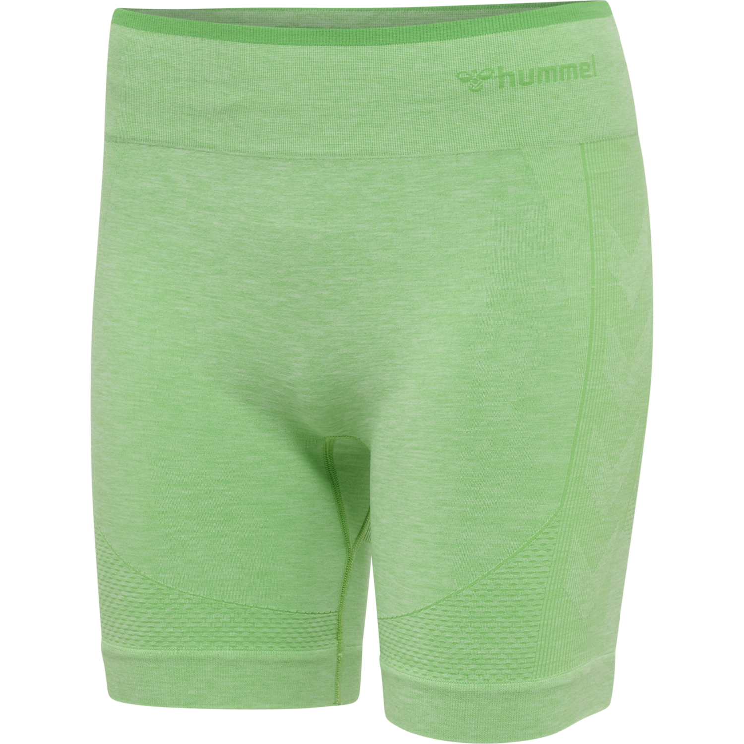 hmlMT UNA SEAMLESS MID WAIST SHORTS, SUMMER GREEN MELANGE, packshot