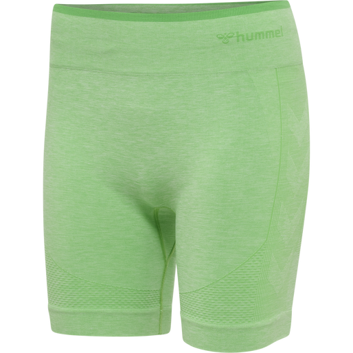 hmlMT UNA SEAMLESS MID WAIST SHORTS, SUMMER GREEN MELANGE, packshot