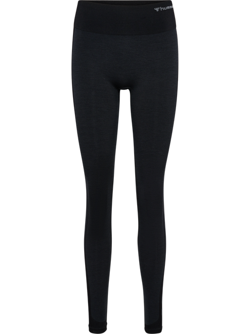 hmlMT SHINE SEAMLESS MW TIGHTS, BLACK MELANGE, packshot